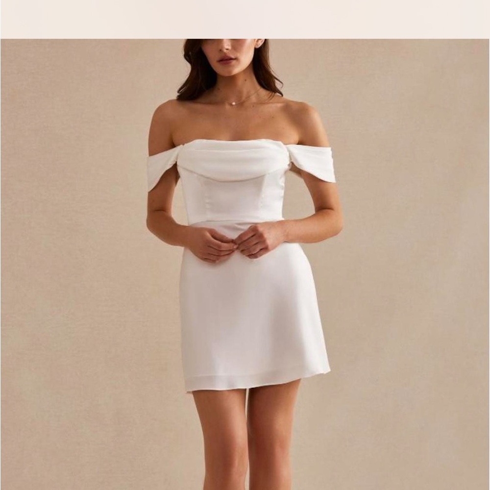 Birdie Grey Mia Mini Matte Satin Convertible Dress White Size S